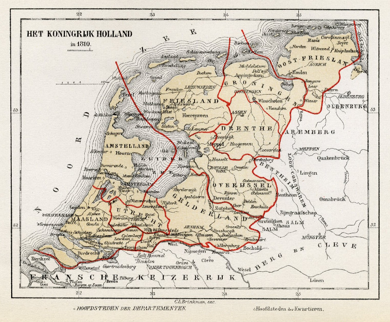 image of map Het Koningrijk Holland in 1810 by C.L. Brinkman, Amsterdam Het Koningrijk Holland in 1810 by C.L. Brinkman, Amsterdam