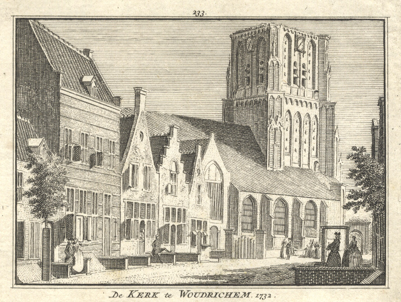 De kerk te Woudrichem,  1732 by H. Spilman