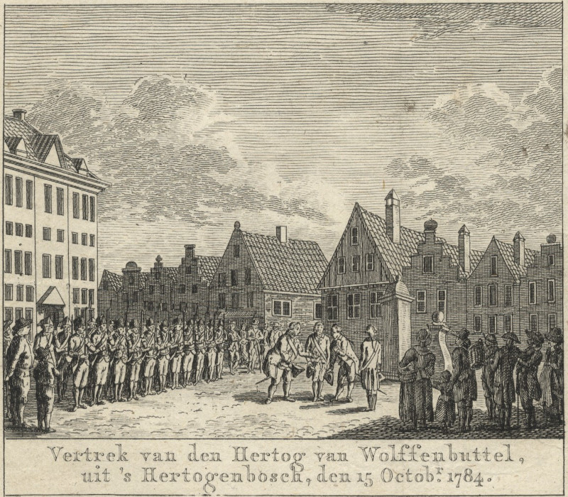 Vertrek van den hertog van Wolffenbuttel, uit ´s Hertogenbosch, den 15 Octobr. 1784 by nn