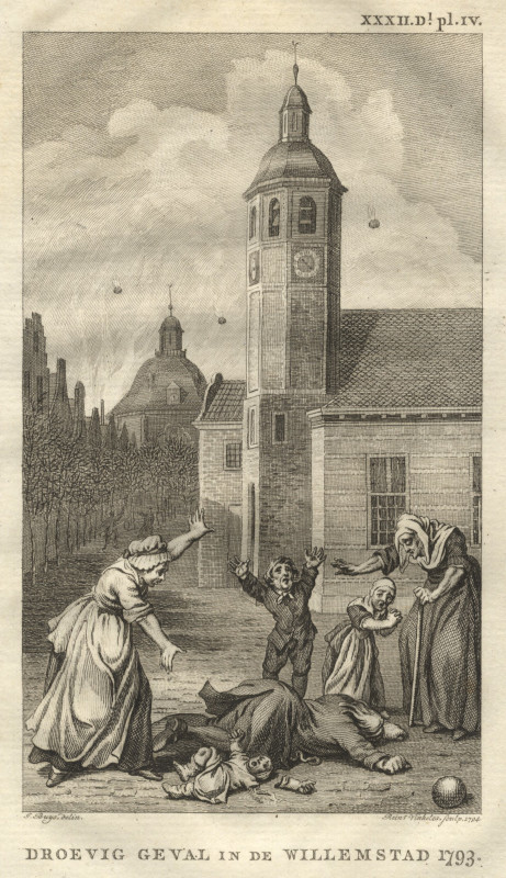 view Droevig geval in de Willemstad 1793 by Reinier Vinkeles, J. Buys