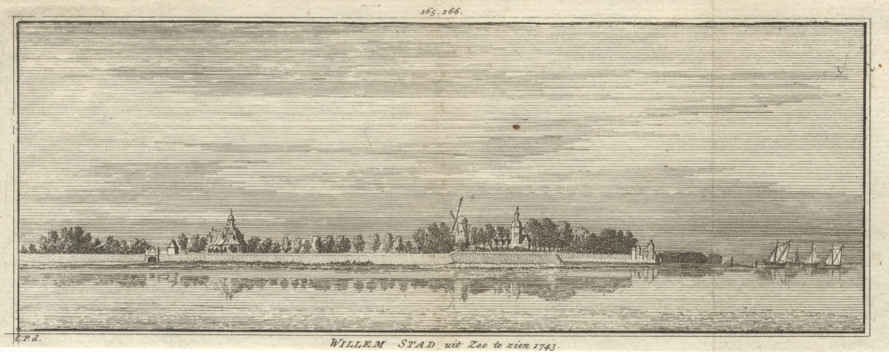 Willem Stad uit Zee te zien 1743 by C. Pronk