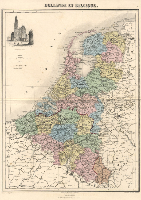 map Hollande et Belgique by Migeon