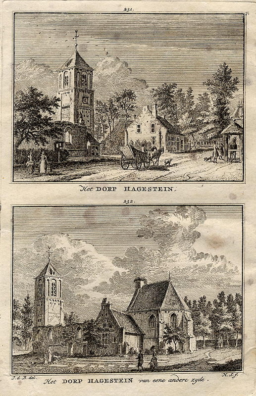 view Het dorp Hagestein, Het dorp Hagestein van eene andere zijde by H. Spilman naar J. de Beyer