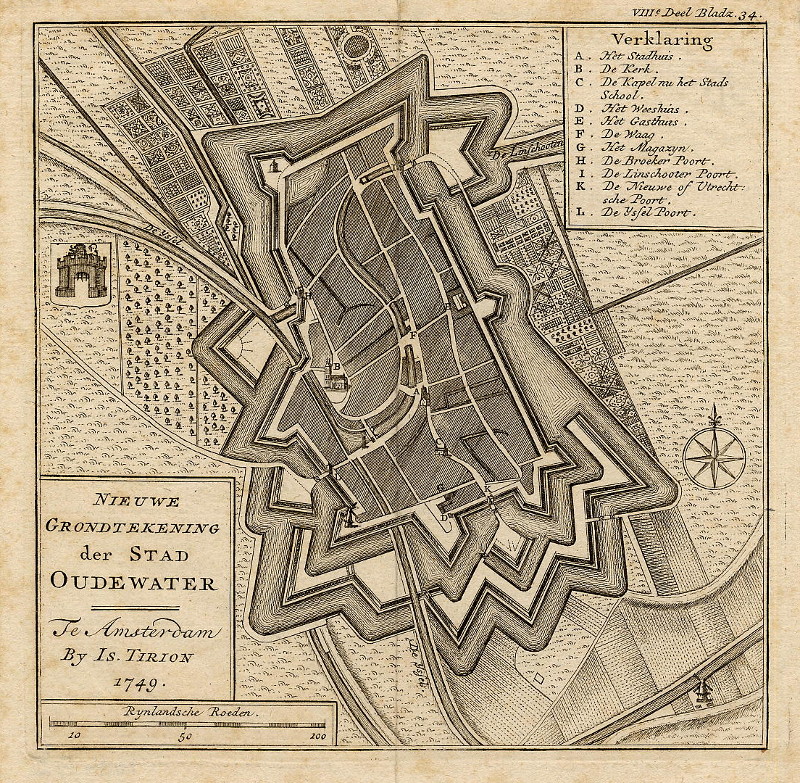 Nieuwe grondtekening der stad Oudewater by I. Tirion