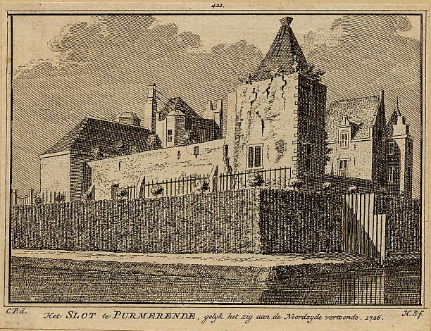 Het slot te Purmerende, gelijk het zig aan de noordzijde vertoonde, 1726 by H. Spilman en C. Pronk