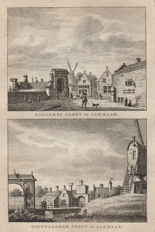 view Kennemer Poort te Alkmaar; Nieuwlander Poort te Alkmaar by C.F. Bendorp, J. Bulthuis