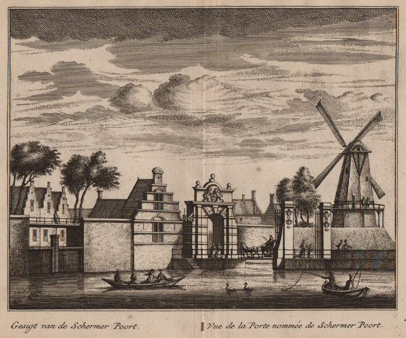 Gesigt van de Schermer Poort; Vue de la Porte nommee de Schermer Poort by L. Schenk, A. Rademaker