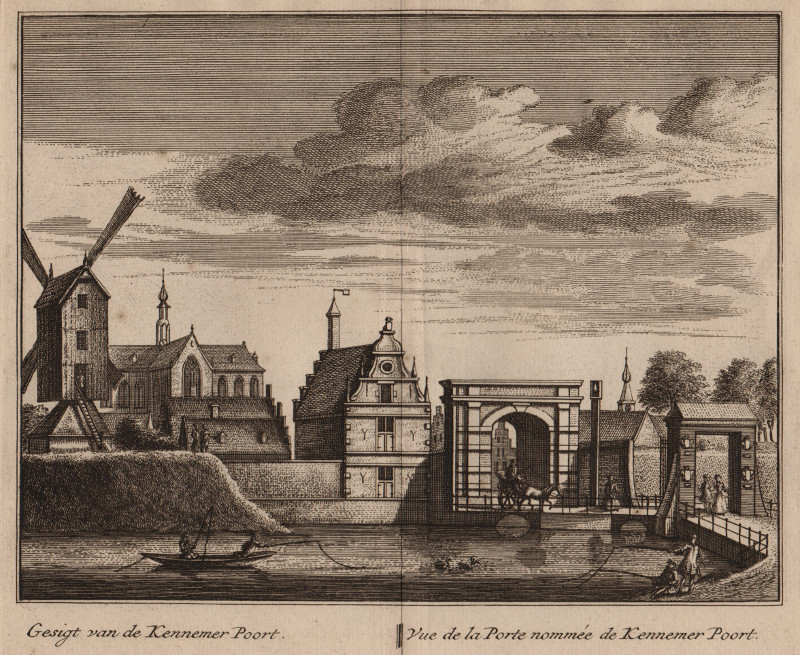 Gesigt van de Kennemer Poort; Vue de la Porte nommee de Kennemer Poort by L. Schenk, A. Rademaker
