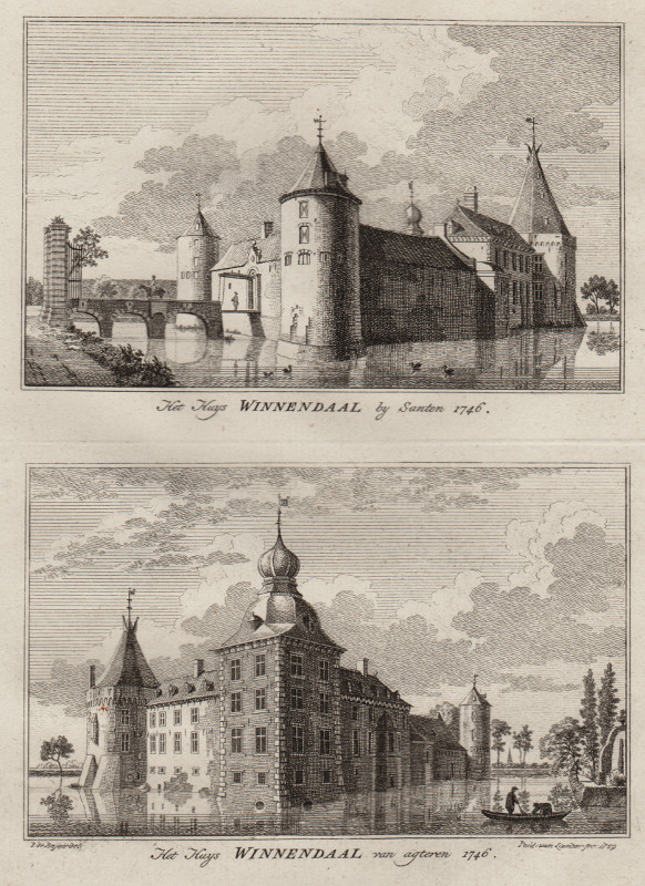 view Het Huys Winnendaal by Santen, Het Huys Winnendaal van agteren 1746 by Paul van Liender, Jan de Beijer