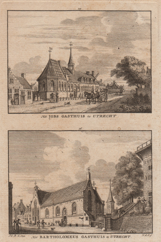 view Het Jobs Gasthuis te Utrecht; Het Bartholomeus Gasthuis te Utrecht by J. van der Spijk, J. de Beijer