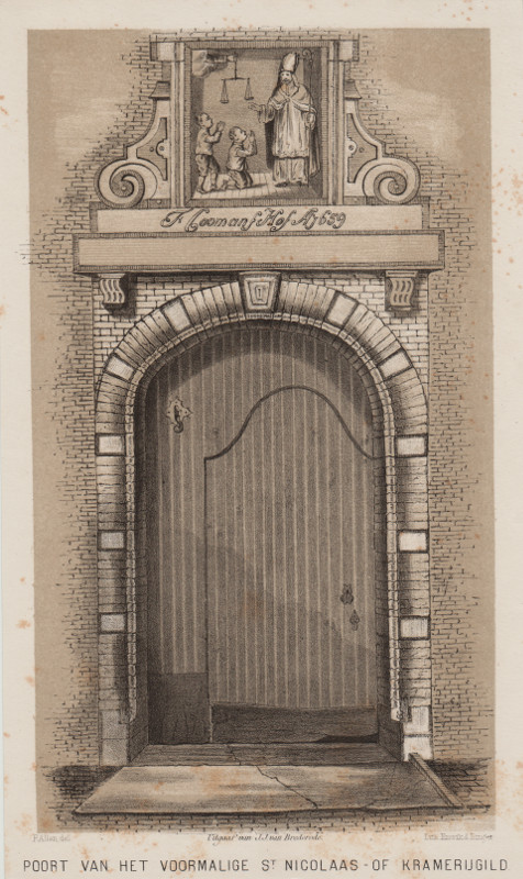 view Poort van het voormalige St. Nicolaas - of Kramerijgild by F. Allan, Emrik en Binger