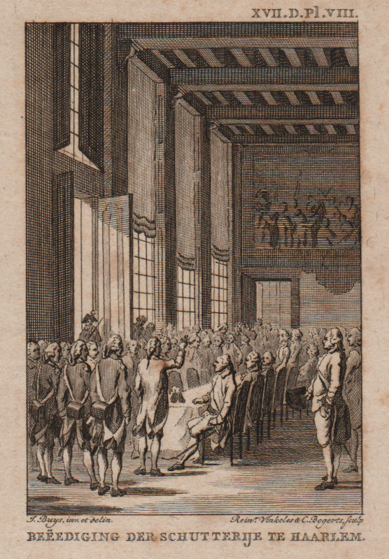 print Beeediging der Schutterije te Haarlem by R. Vinkeles en C. Bogerts, J. Buys