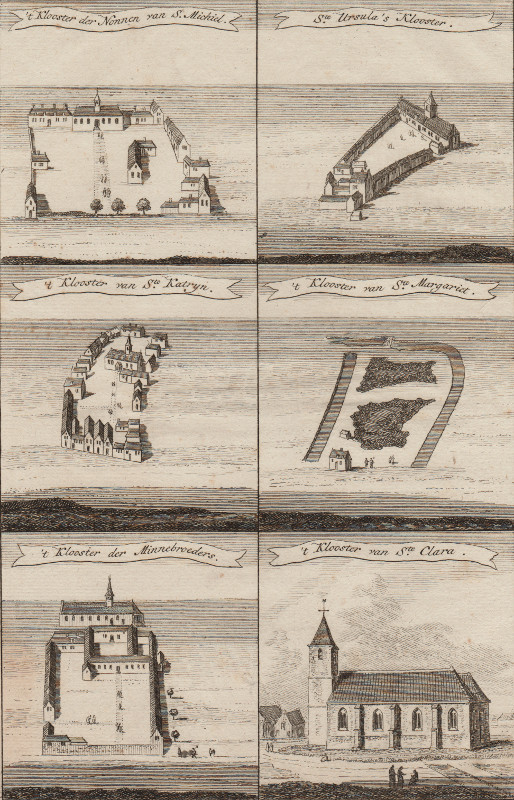 view ´t Klooster der Nonnen van S. Michiel;  Ste Ursula´s Klooster; ´t Klooster van Ste by Hendrik Spilman naar Thomas Thomaszoon