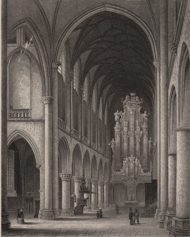 Haarlem. De Groote of St. Bavo-kerk by L. Rohbock, J. Poppel