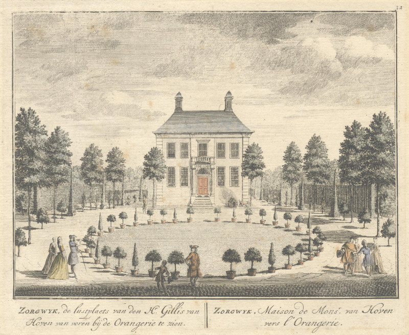 Zorgwyk, de lustplaets van den Hr. Gillis van Hoven van voren bij de Orangerie te zien by Daniel Stoopendaal