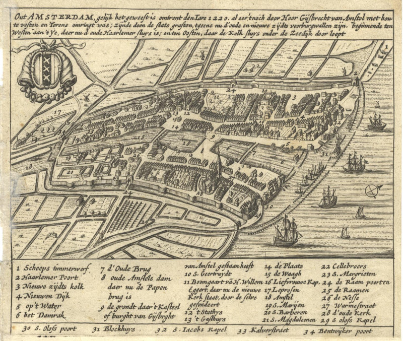 Out Amsterdam, gelijk het geweest is omtrent den Iare 1220 by nn, M.W. Doornick