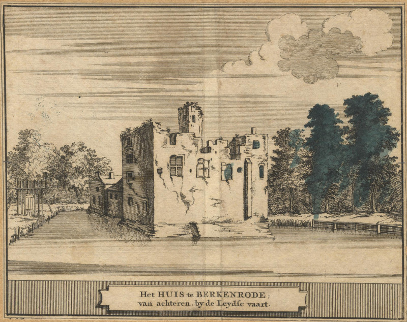 Het Huis te Berkenrode van achteren, by de Leydse vaart by J. Schijnvoet, naar R. Roghman