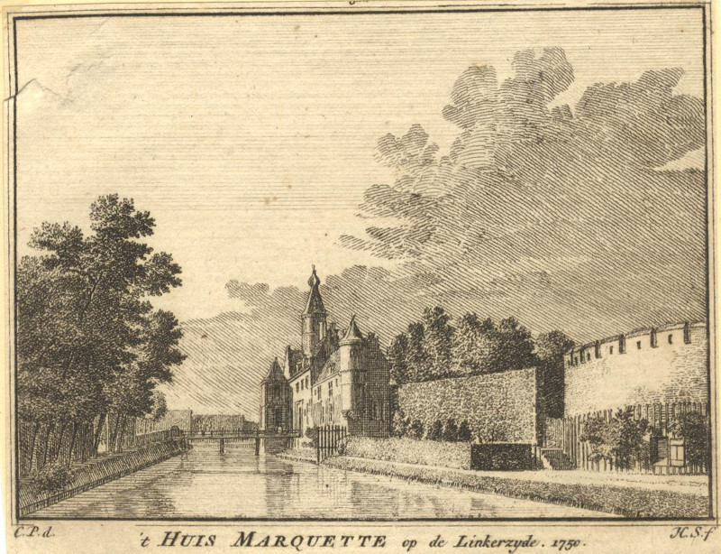 ´t Huis Marquette op de Linkerzyde. 1750 by H. Spilman, C. Pronk