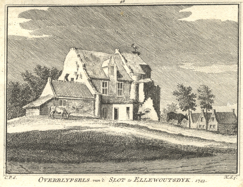 Overblyfsels van ´t Slot te Ellewoutsdyk 1743 by H. Spilman, C. Pronk
