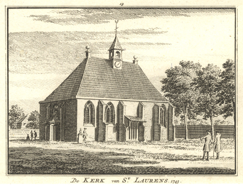 De kerk van St. Laurens.  1743 by H. Spilman, C. Pronk