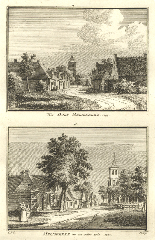 view Het Dorp Meliskerke; Van een andere zyde; 1745 by H. Spilman, C. Pronk