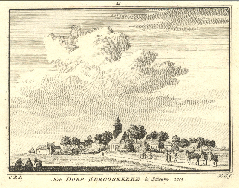 Het Dorp Serooskerke in Schouwe 1745 by H. Spilman, C. Pronk