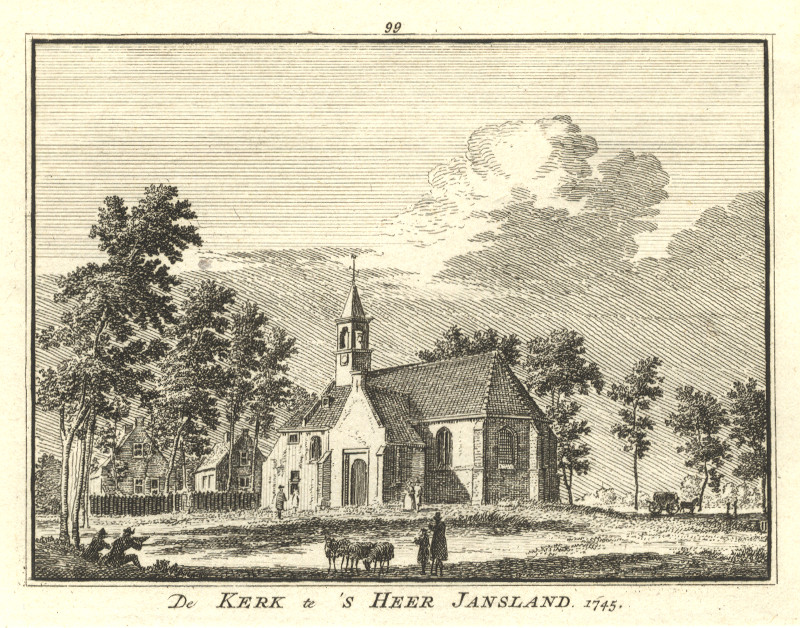De Kerk te ´S Heer Jansland 1745 by H. Spilman