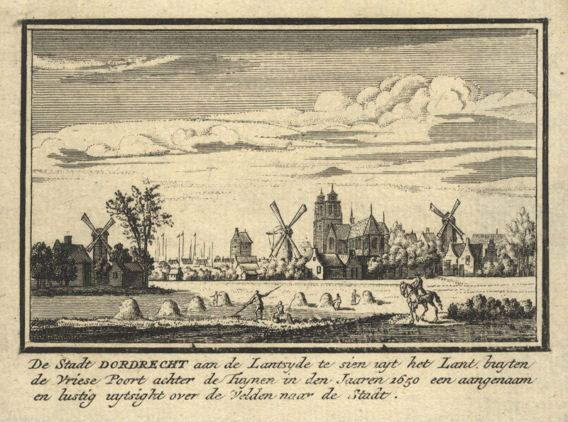 De Stadt Dordrecht aan de Lantsyde te sien by J.M. Bregmagher, naar A. Rademaker