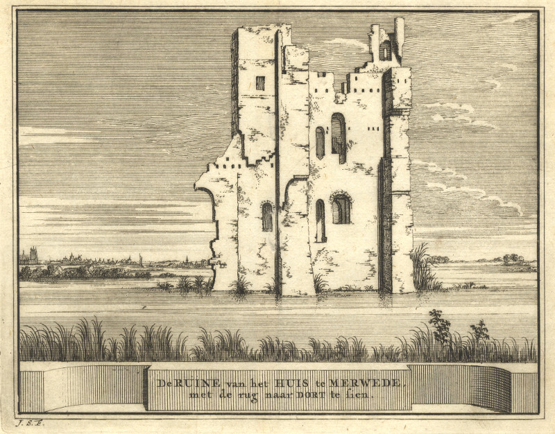 De Ruine van het Huis te Merwede, met de rug naar Dort te sien by J. Schijnvoet