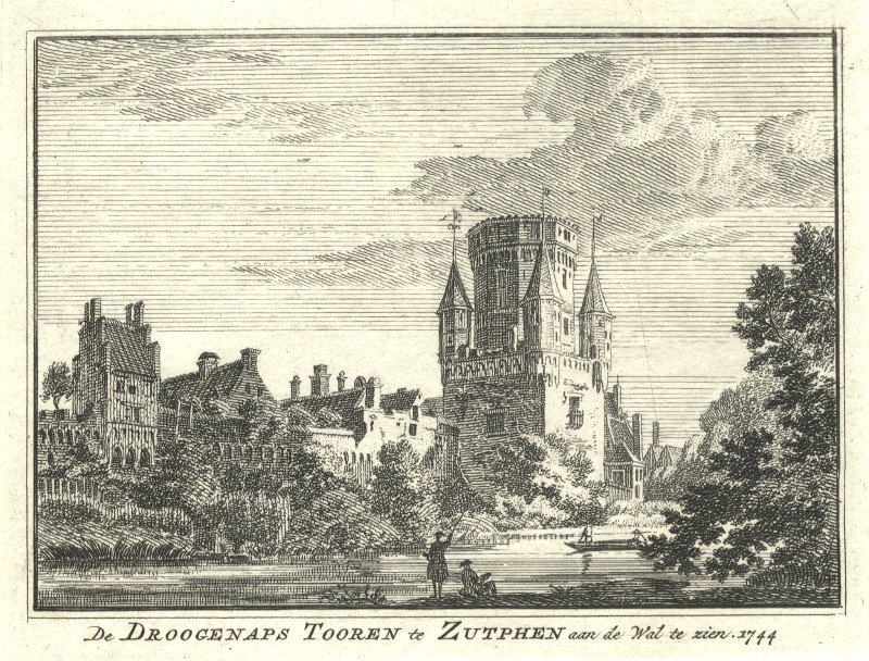 De Droogenaps Tooren te Zutphen aan de Wal te zien. 1744 by H. Spilman, J. de Beijer