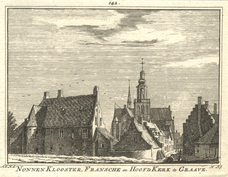 Nonnen Klooster, Fransche en HoofdKerk te Graave by H. Spilman, A. de Haen