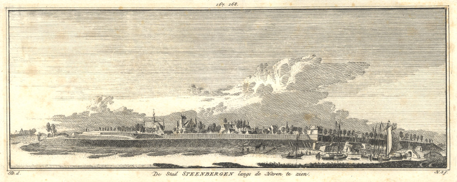 De Stad Steenbergen langs de Haven te zien by H. Spilman, J. de Beijer