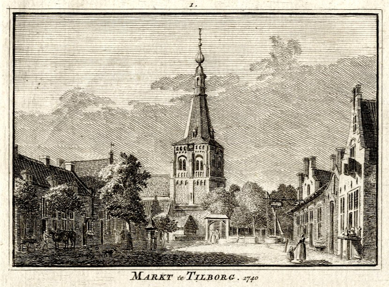 Markt te Tilborg 1740 by Spilman