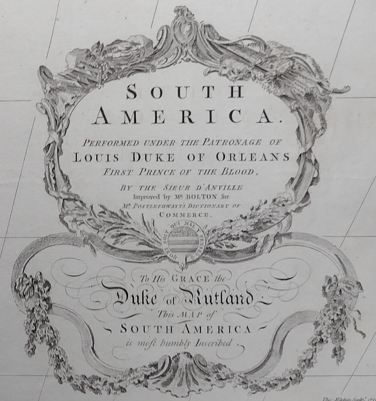 South America by T. Bowen, J.B. Bourguingnon D Anville, T. Kitchin