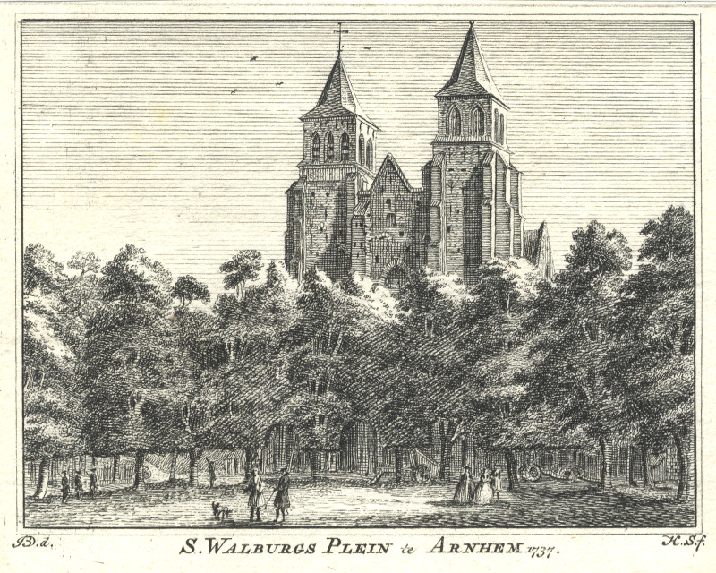 S. Walburgs Plein te Arnhem. 1737 by H. Spilman, J. de Beijer