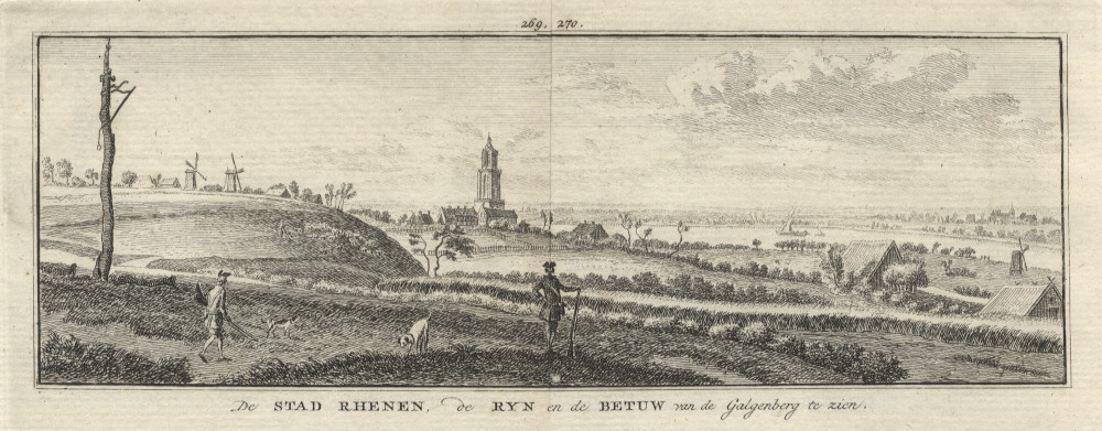 De stad Rhenen, de Ryn en de Betuw van de Galgenberg te zien by H. Spilman naar J. de Beijer