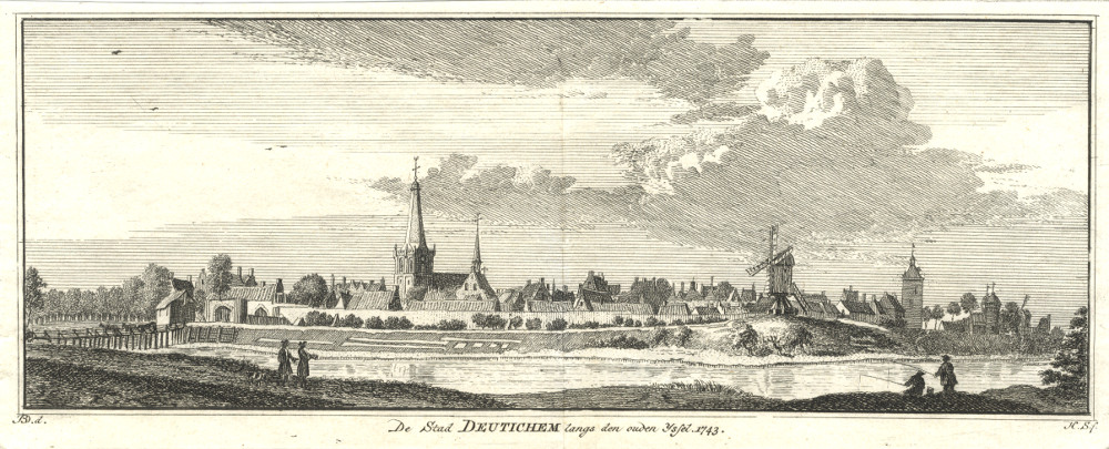 De Stad Deutichem langs den ouden Yssel 1743 by H. Spilman, J. de Beijer