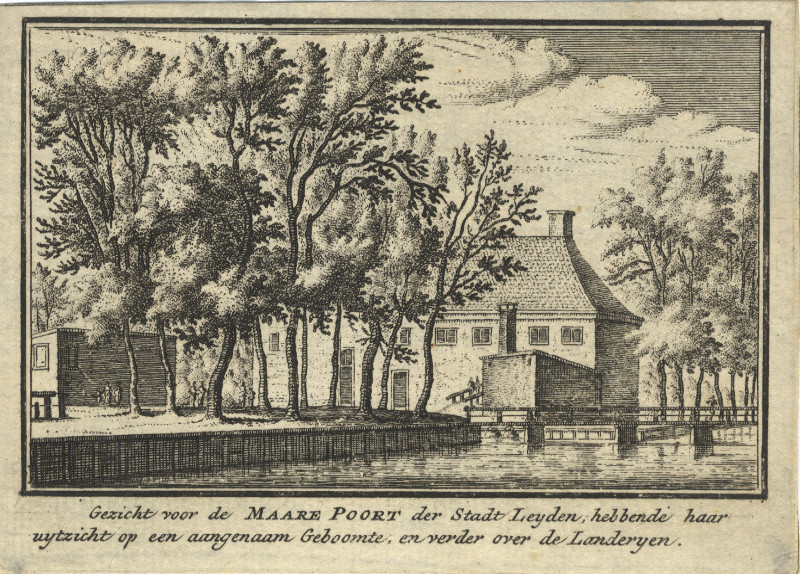 Gezicht voor de Maare Poort der Stadt Leyden by J.M. Bregmagher, naar A. Rademaker