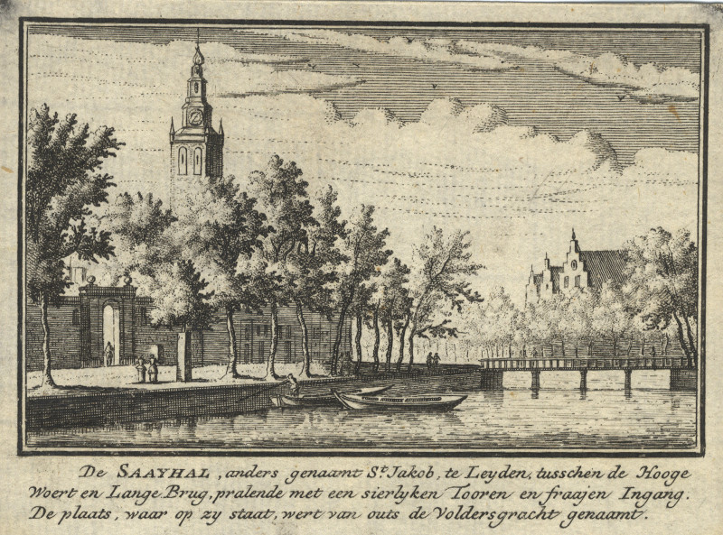 De Saayhal, anders genaamt St. Jakob, te Leyden by J.M. Bregmagher, naar A. Rademaker