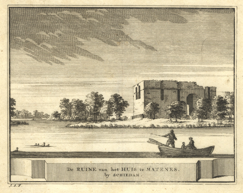 De Ruine van het Huis te Matenes by Schiedam by J. Schijnvoet, naar R. Roghman