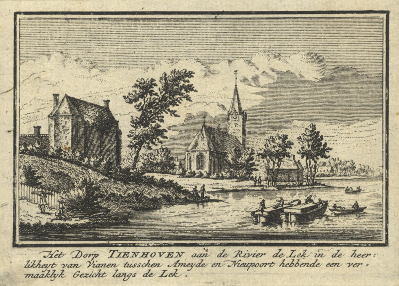Het Dorp Tienhoven aan de Rivier de Lek in de heerlikheyt van Vianen by J.M. Bregmagher, naar A. Rademaker