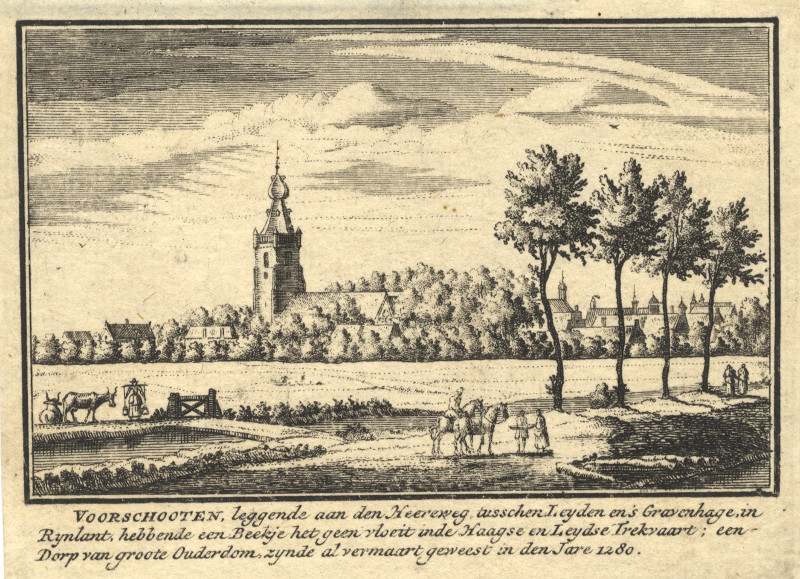 Voorschoten, leggende aan den Heereweg, tusschen Leyden en ´s Gravenhage by J.M. Bregmagher, naar A. Rademaker