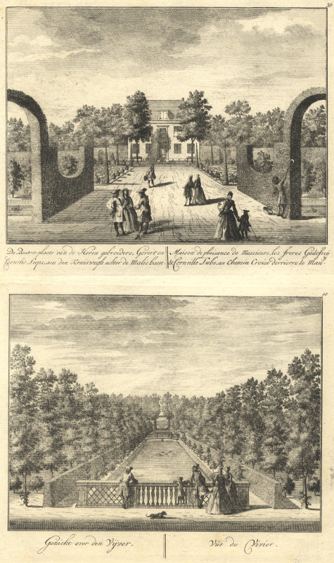 view De Buitenplaets van de Heren gebroederst Govert en Cornelis Lups; Gezicht over den Vijver by Daniel Stoopendaal, Mattheus Brouerius van Nidek