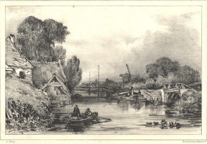 Canal aux environs de St. Omer by L. Fleury, Lemercier, Benard
