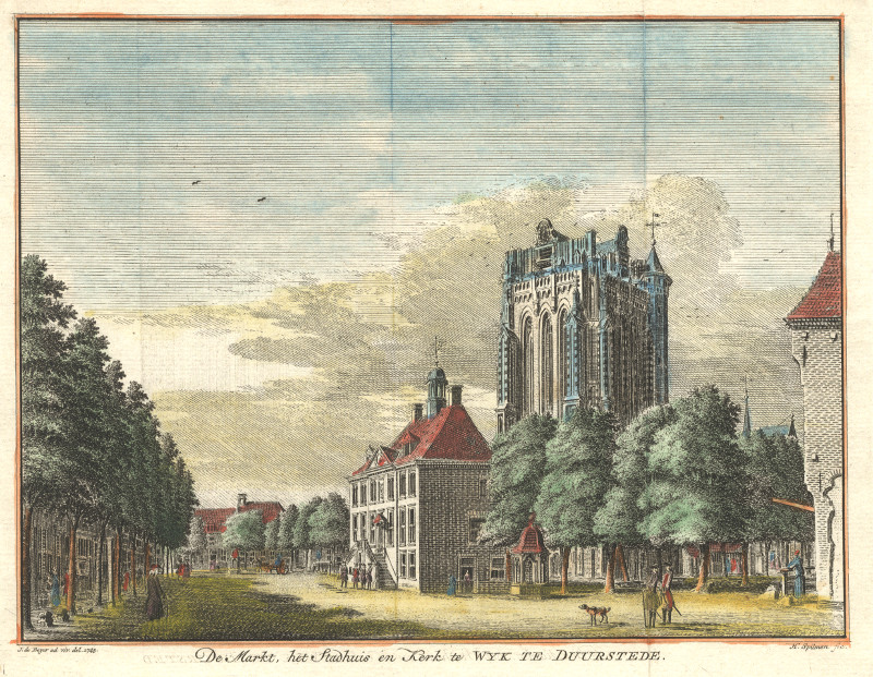 De Markt, het Stadhuis en Kerk te Wyk te Duurstede by H. Spilman, J. de Beijer