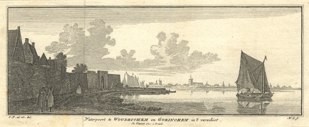 Waterpoort te Woudrichem en Gorinchem in ´t verschiet.  by H. Spilman, C. Pronk