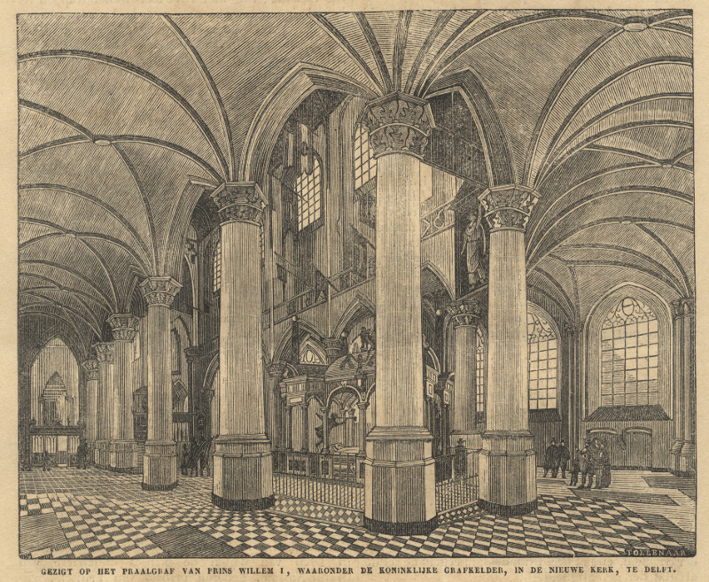 Gezigt op het praalgraf van Prins Willem I, waaronder de koninklijke grafkelder by Tollenaar