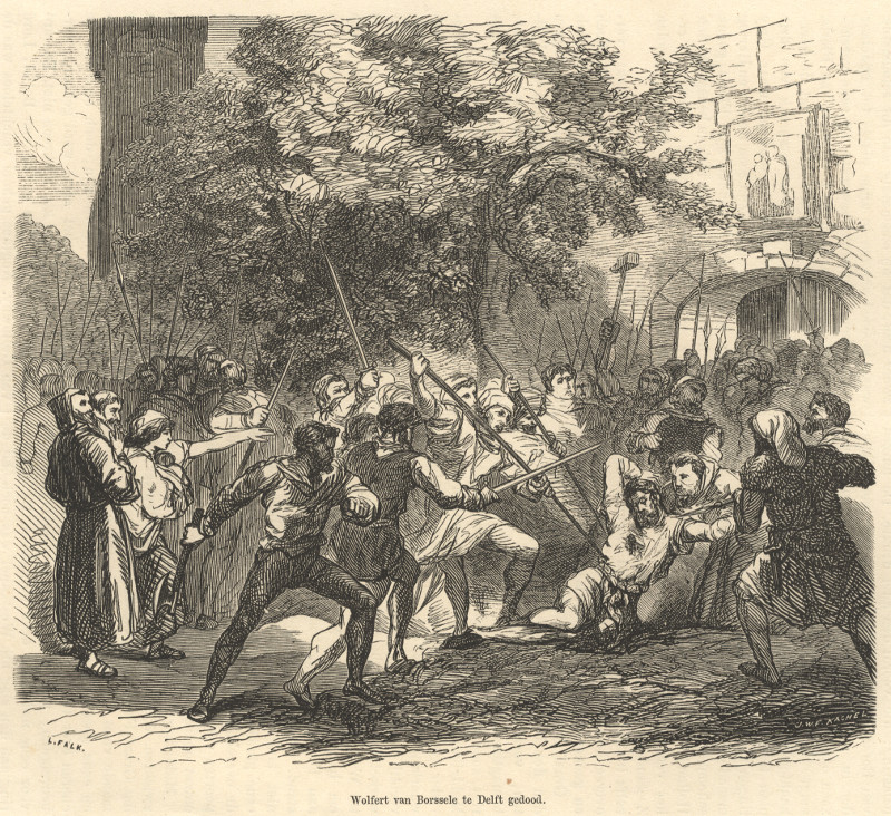Wolfert van Borssele te Delft gedood by L. Falk, J.W.F. Kachel