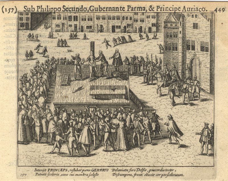 Executie van Balthasar Gerards by Willem Baudartius