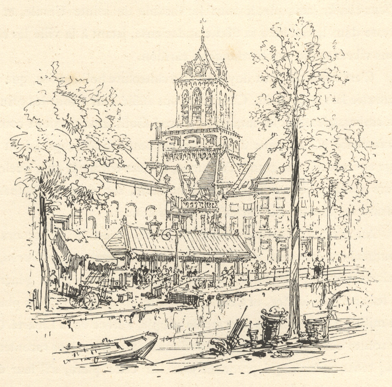 Delft: le marche au poisson et la tour de l´hotel de ville by nn